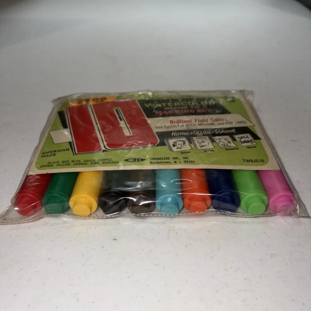 Vintage Chemolene Watercolor 10 Wedge Tip Marking Set USA – Model TWBJS10